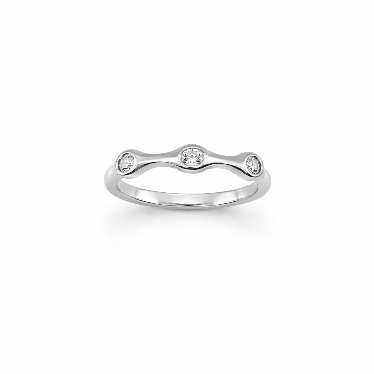 Bezel Trio Wave Ring
