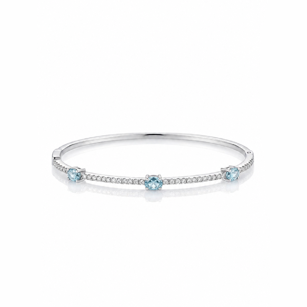 Trio Oval Stone and Diamond Bracelet