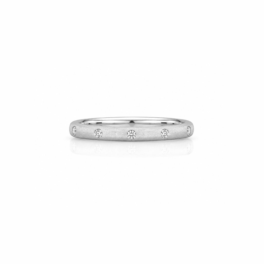Brushed Gold Diamond Ring