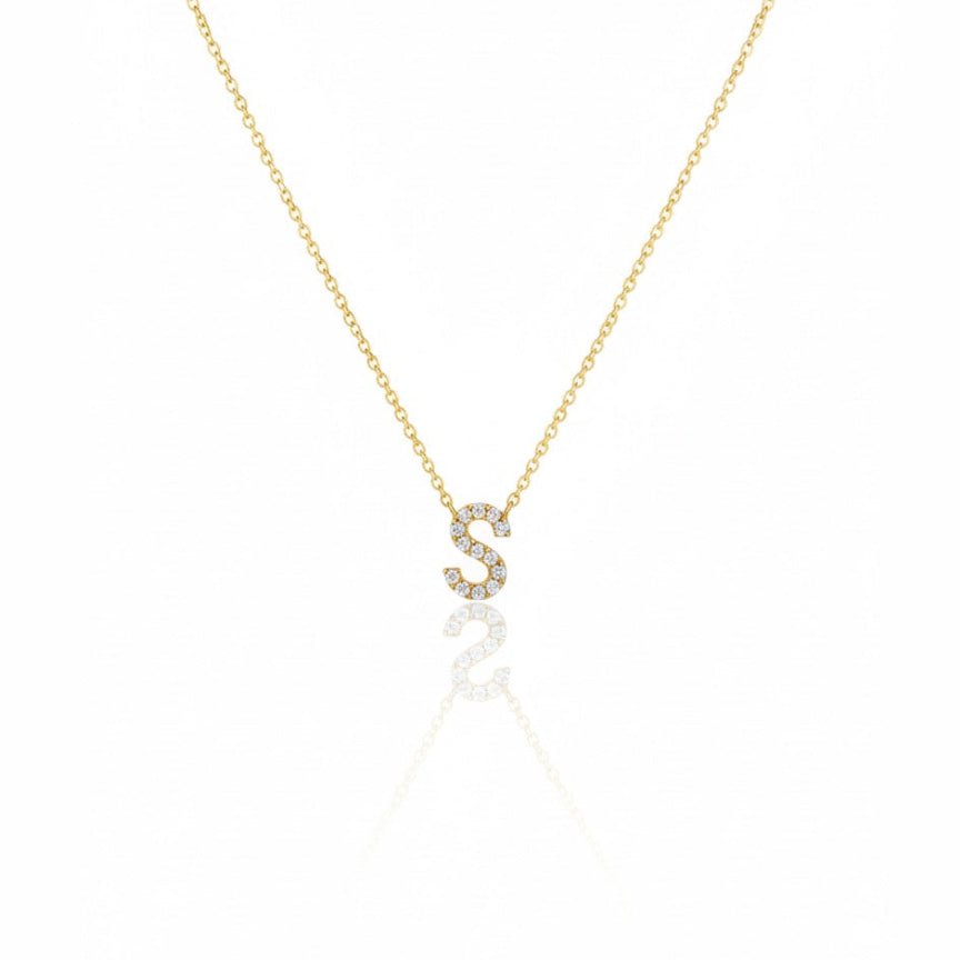 Mini Pavé Diamond Initial Necklace