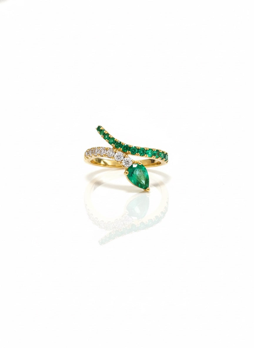 Pear Cut Snake Coil Ring
