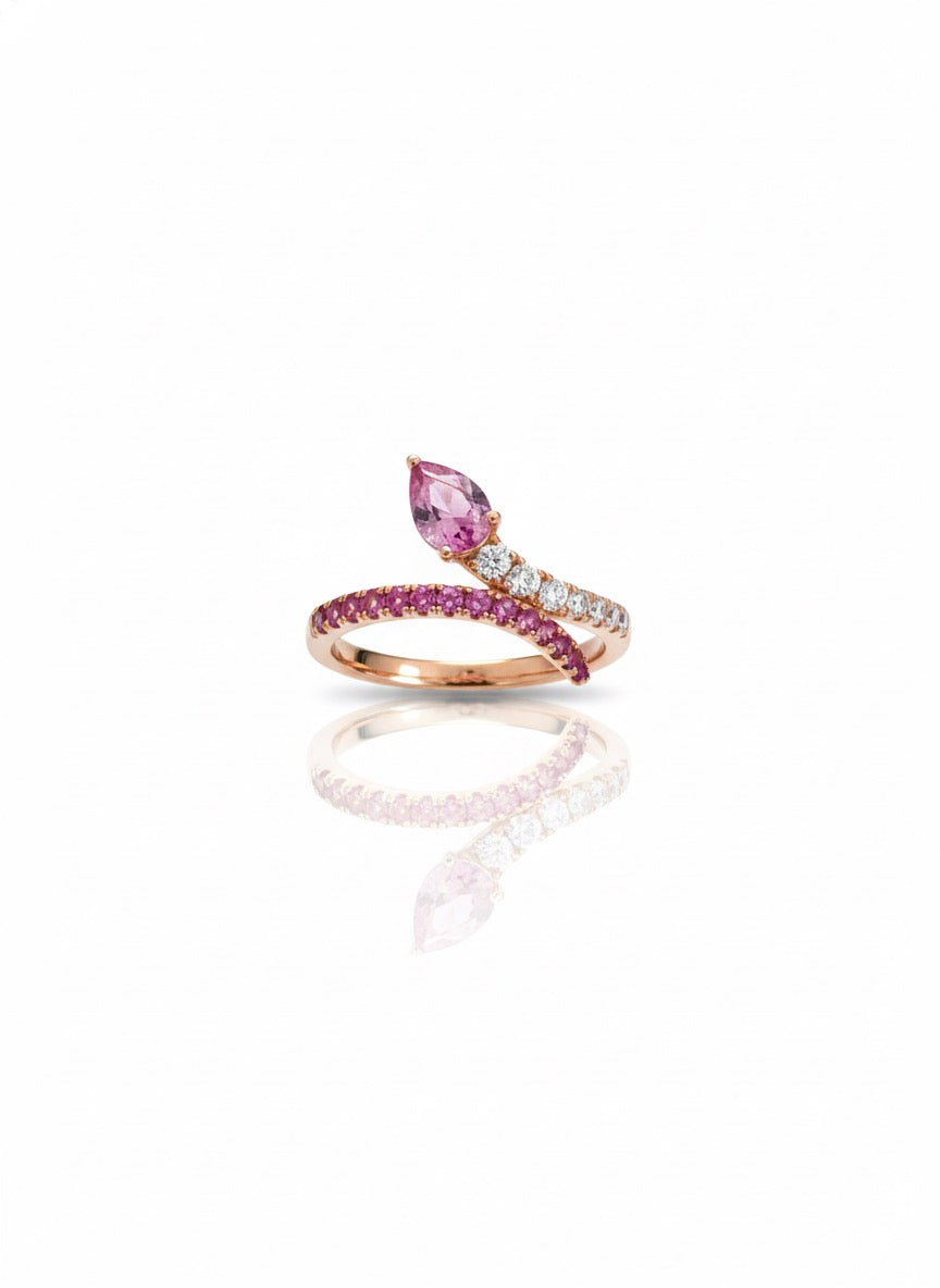 Pear Cut Snake Coil Ring