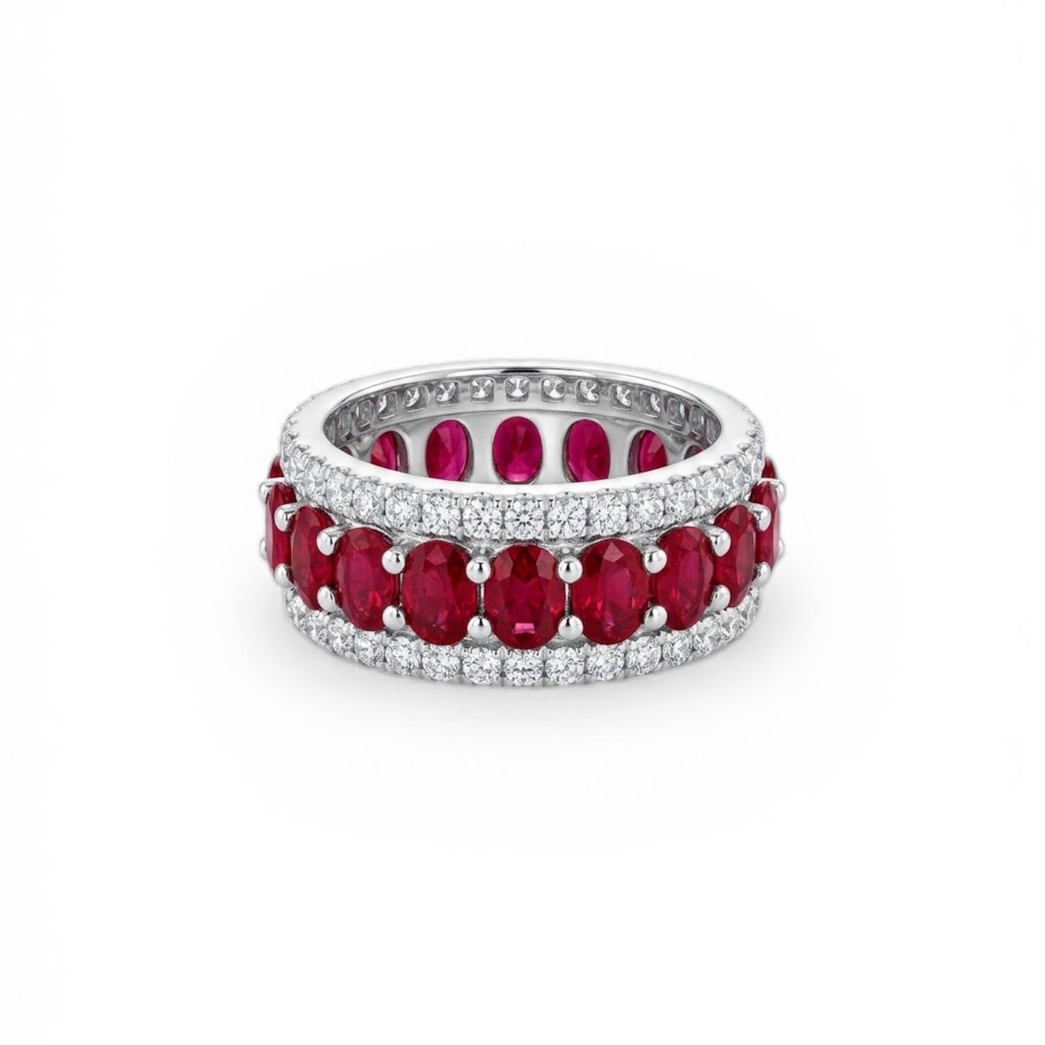 Oval Stone and Diamond Eternity Band