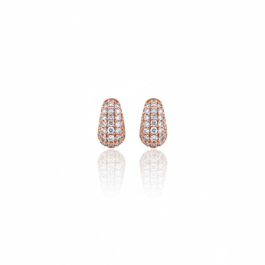 Pavé Diamond Domed Huggie Earrings
