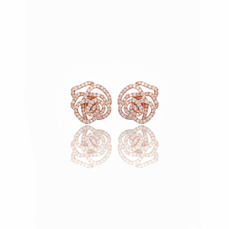 Pavé Diamond Rose Earrings