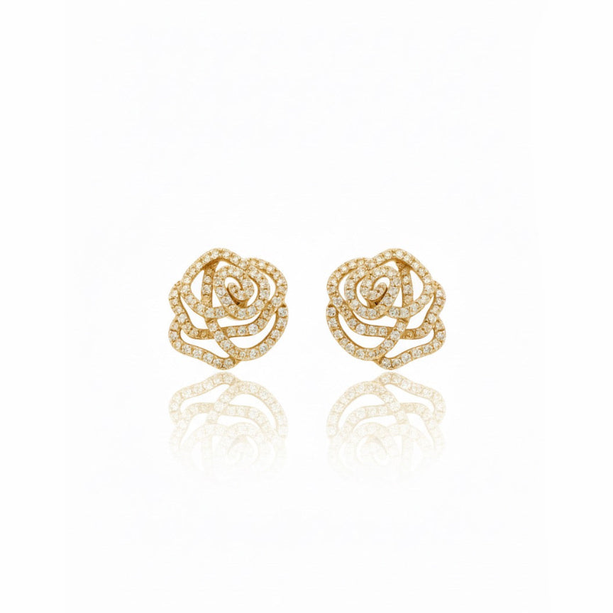 Pavé Diamond Rose Earrings