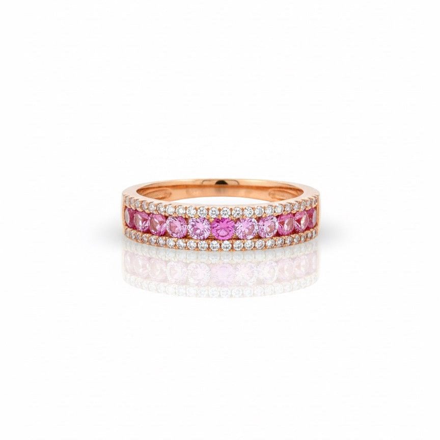 Pink Sapphire and Diamond Band