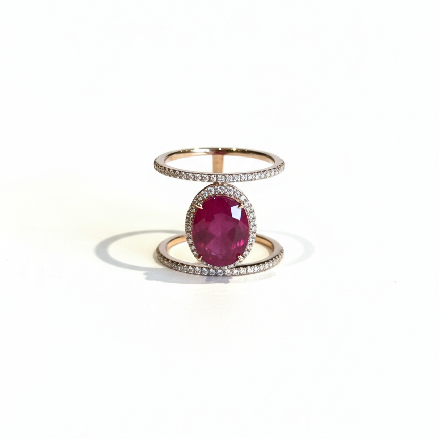 Ruby Orbit Halo Ring