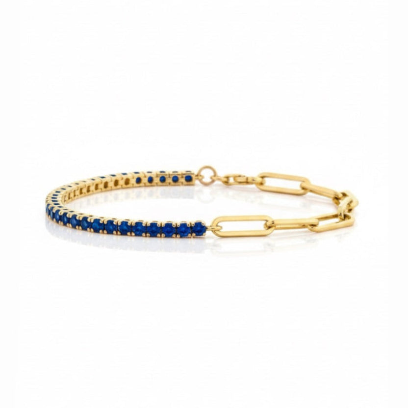 Blue Sapphire Tennis Paperclip Bracelet
