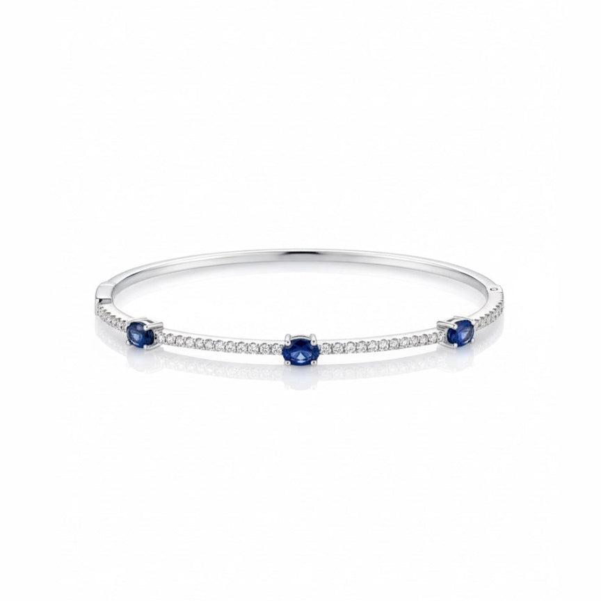 Trio Oval Stone and Diamond Bracelet