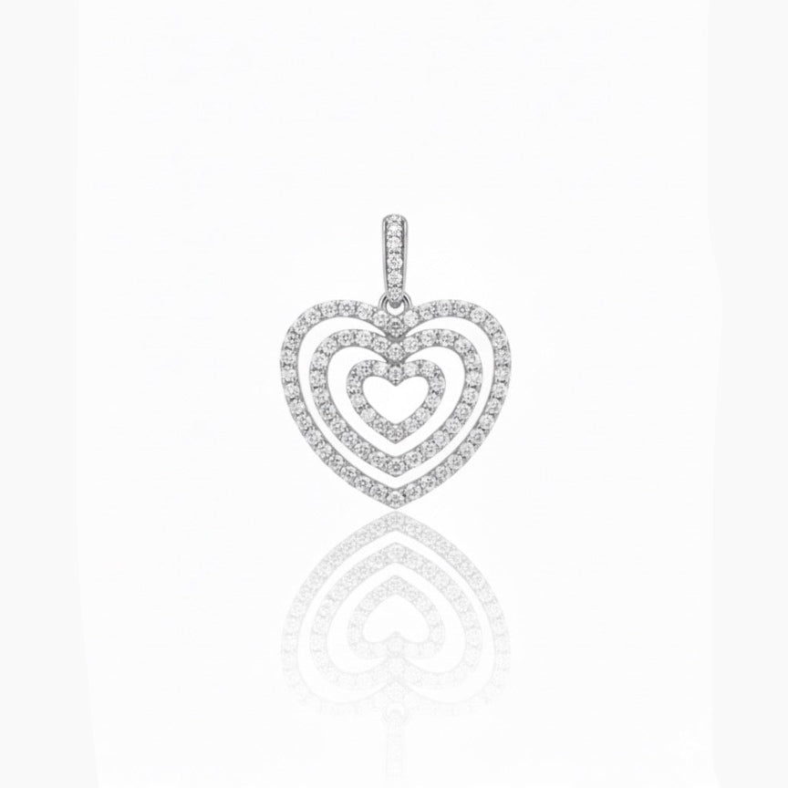 Triple Pavé Diamond Heart Pendant